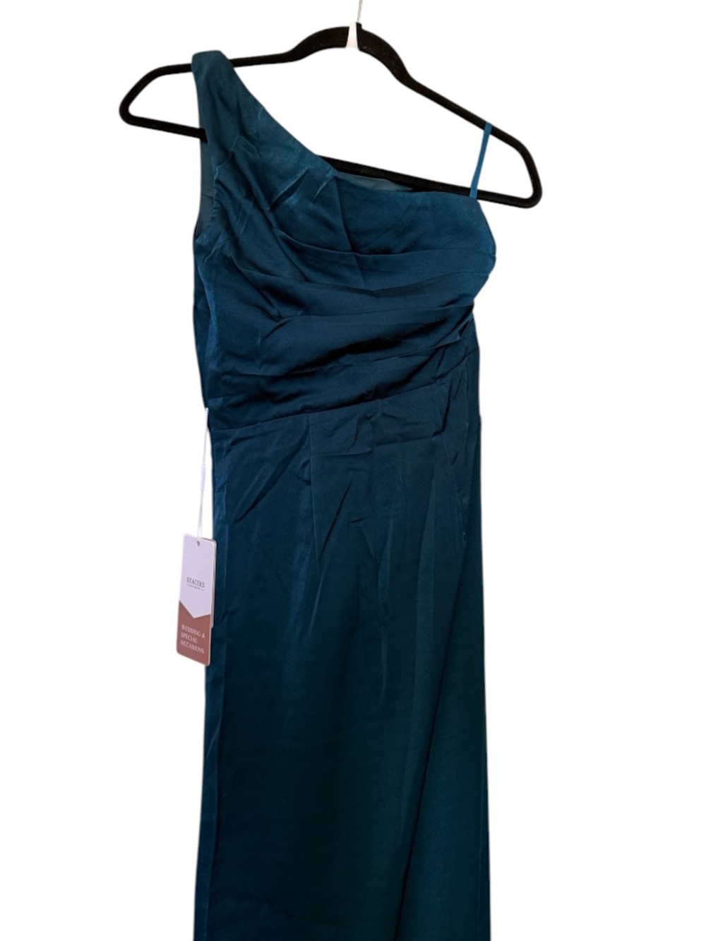 Stacees Sheath/Column One-Shoulder Sleeveless Floor-Length Stretch Satin Bridesm - Picture 5 of 6
